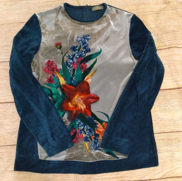 Calliste velour casual top size L - Picture 3 of 5